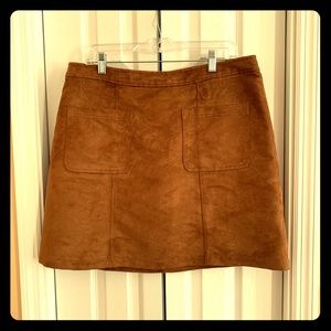 Brown faux suede mini skirt